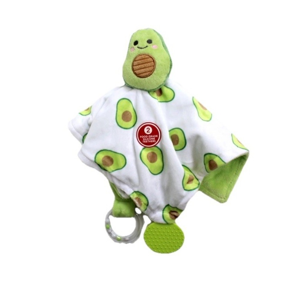 Modern Baby Avocado Snuggle Plush Lovey Rattle Green Infant Security Blanket New